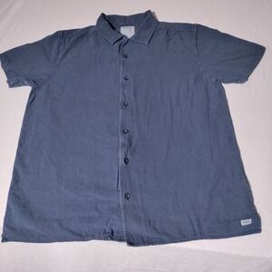 RVCA Size Large Short Sleeve Light Fade Blue Linen Blend Shirt